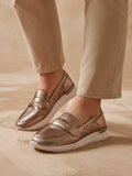 Mocassins cuir ajourés – à enfiler sans lacets – Mordoré